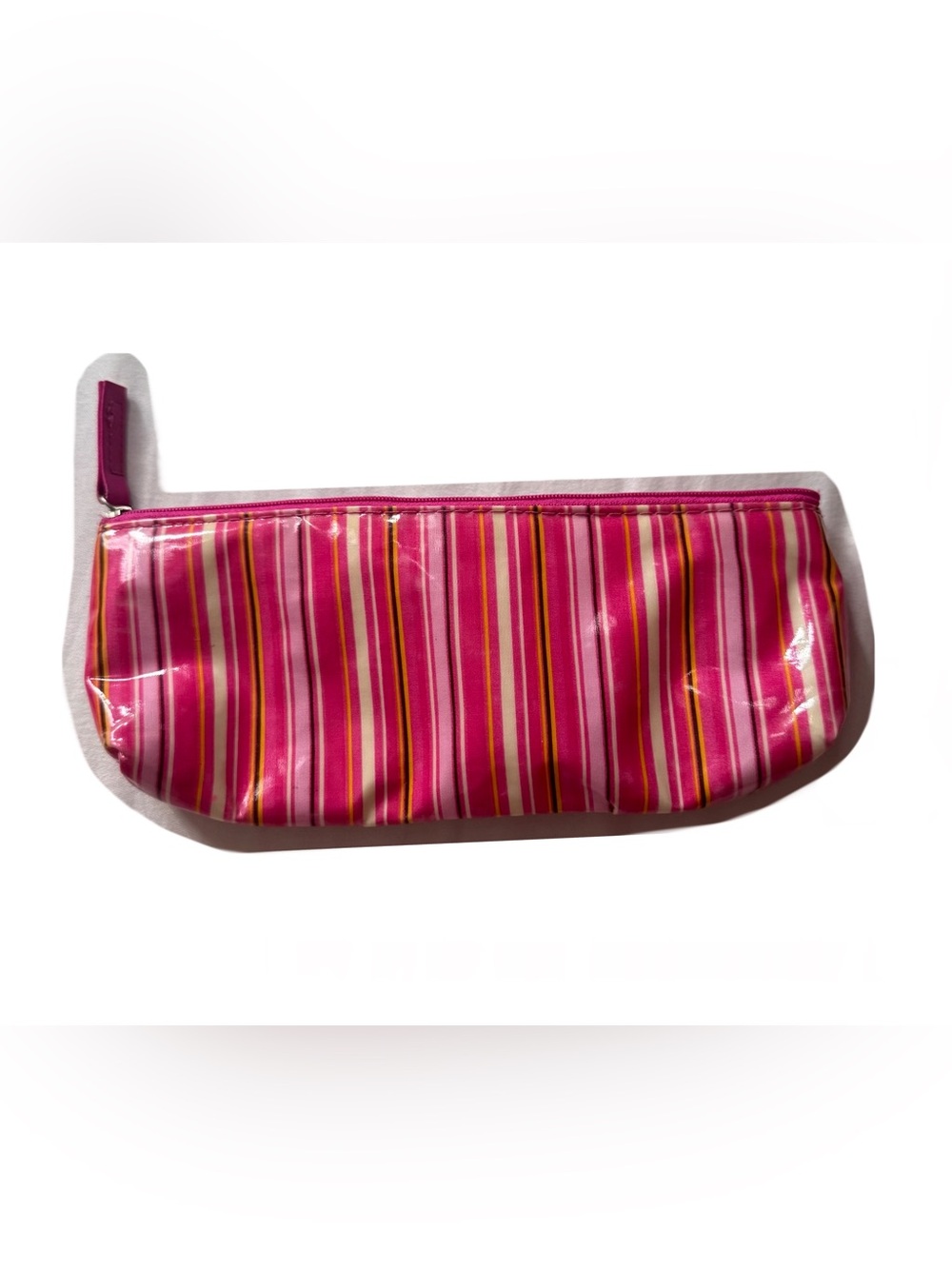 Pink Striped Cosmetic Pouch
